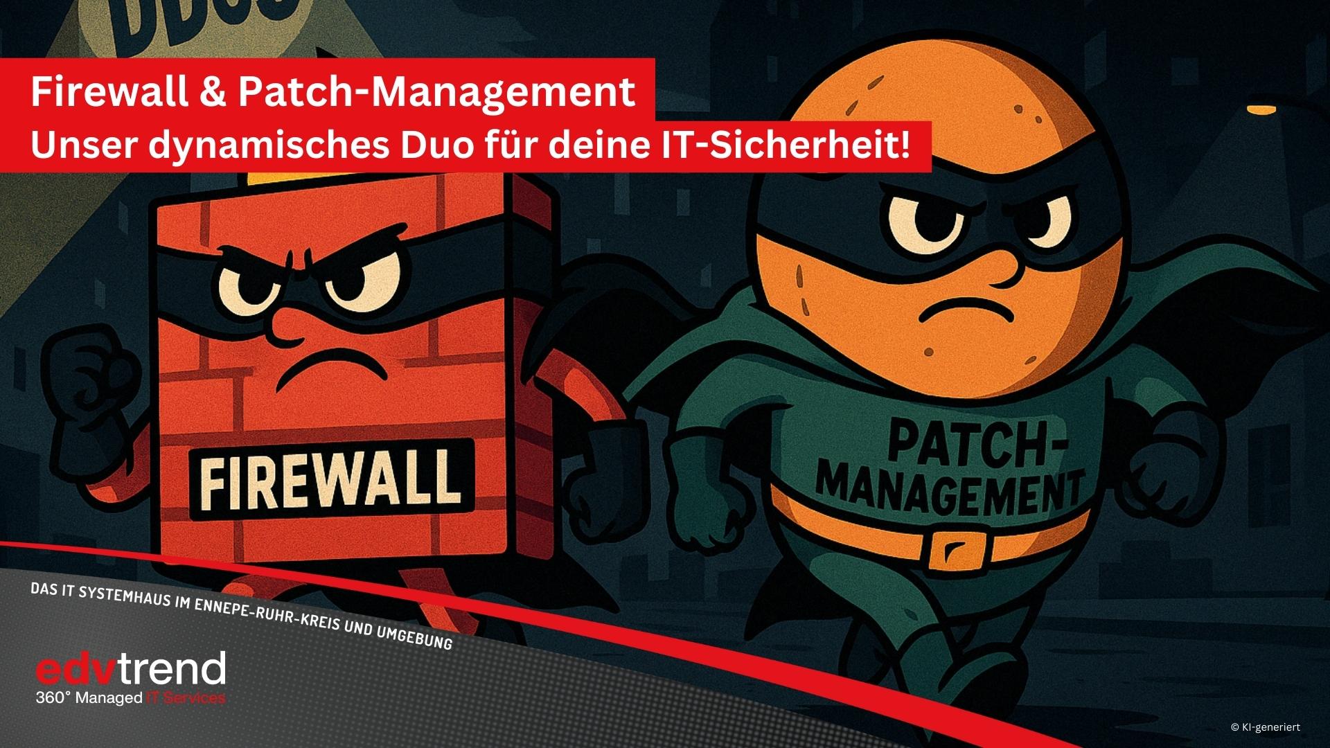 Firewall & Patch Management für deine Unternehmens-IT als dynamisches Duo für deine IT-Sicherheit von edv-trend aus Gevelsberg.